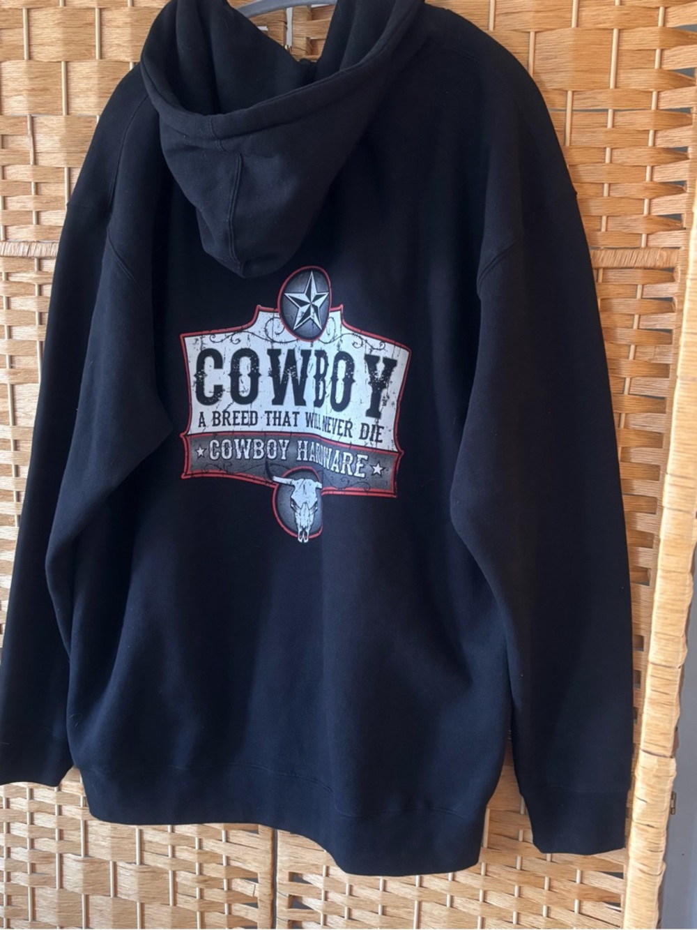Cowboy Hardware Graphic Black Hoodie Steer Horns